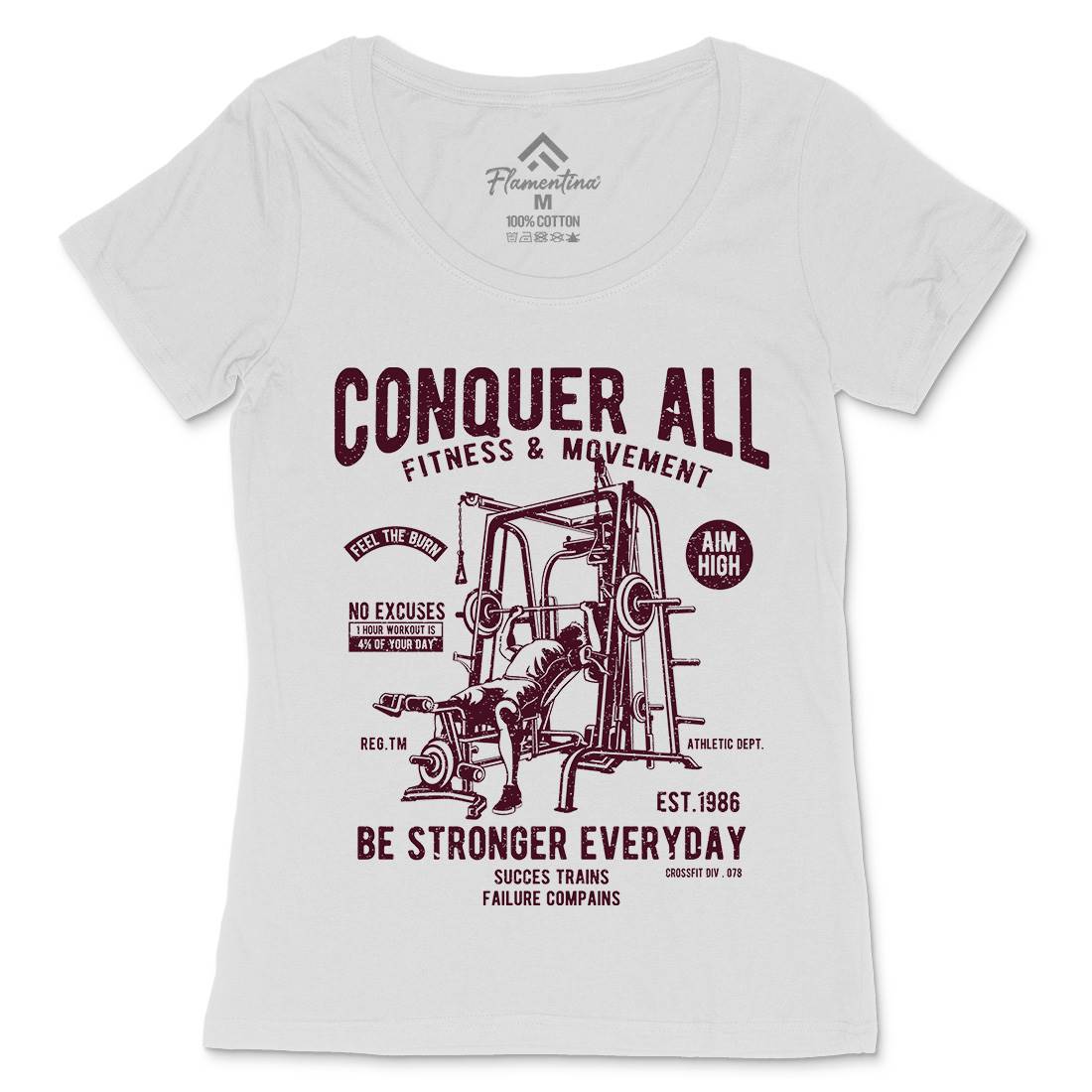 Conquer All Womens Scoop Neck T-Shirt Gym A038