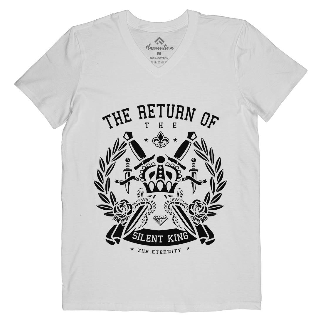 Crown Mens Organic V-Neck T-Shirt Retro A039