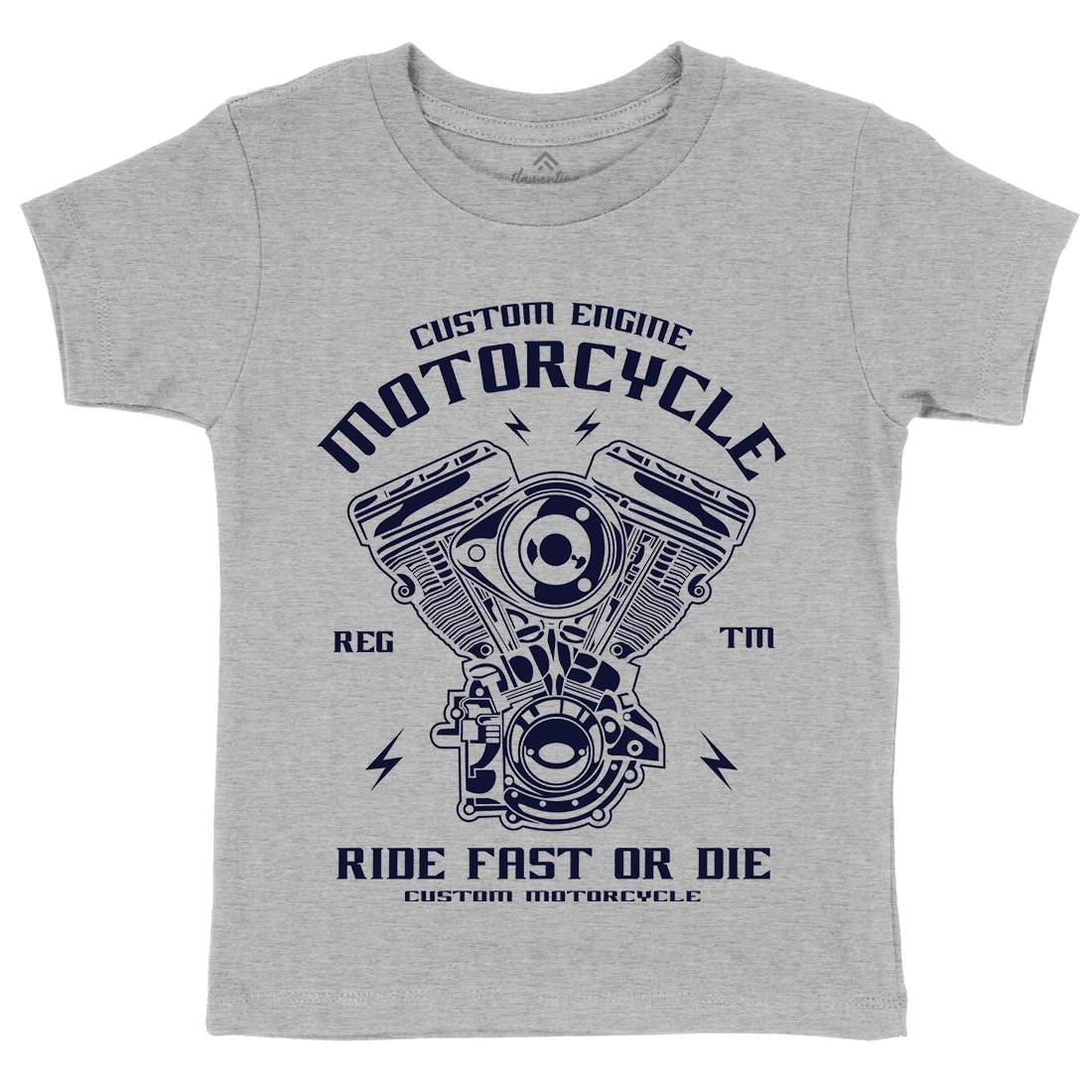 Custom Engine Kids Crew Neck T-Shirt Motorcycles A040