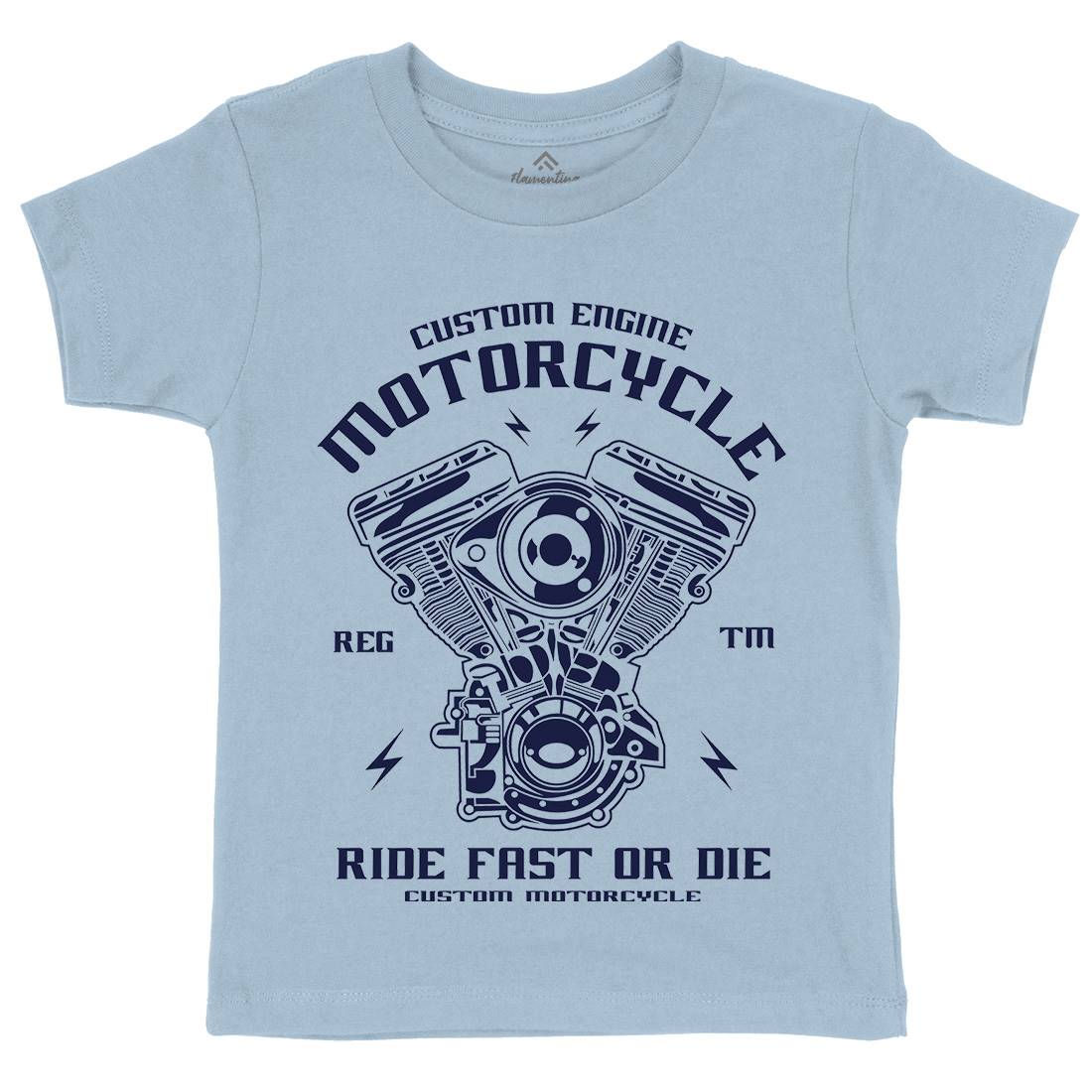 Custom Engine Kids Organic Crew Neck T-Shirt Motorcycles A040