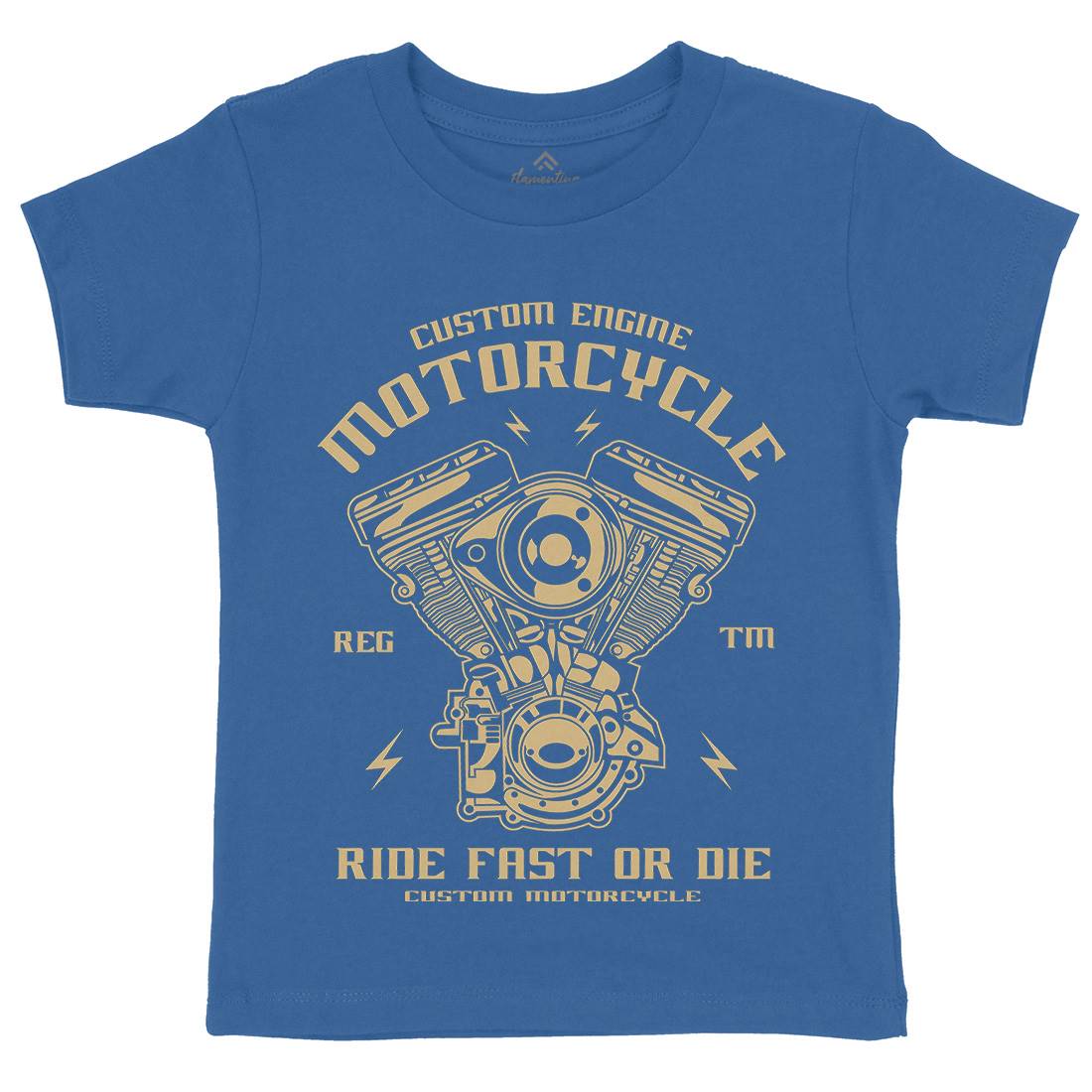 Custom Engine Kids Organic Crew Neck T-Shirt Motorcycles A040