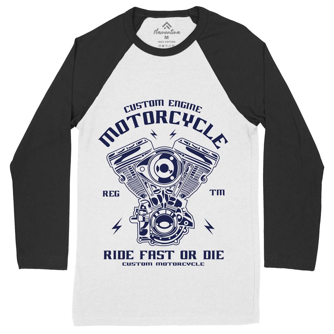 Custom Engine Mens Long Sleeve Baseball T-Shirt Motorcycles A040