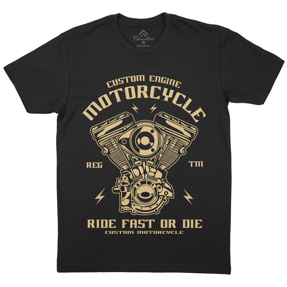 Custom Engine Mens Organic Crew Neck T-Shirt Motorcycles A040