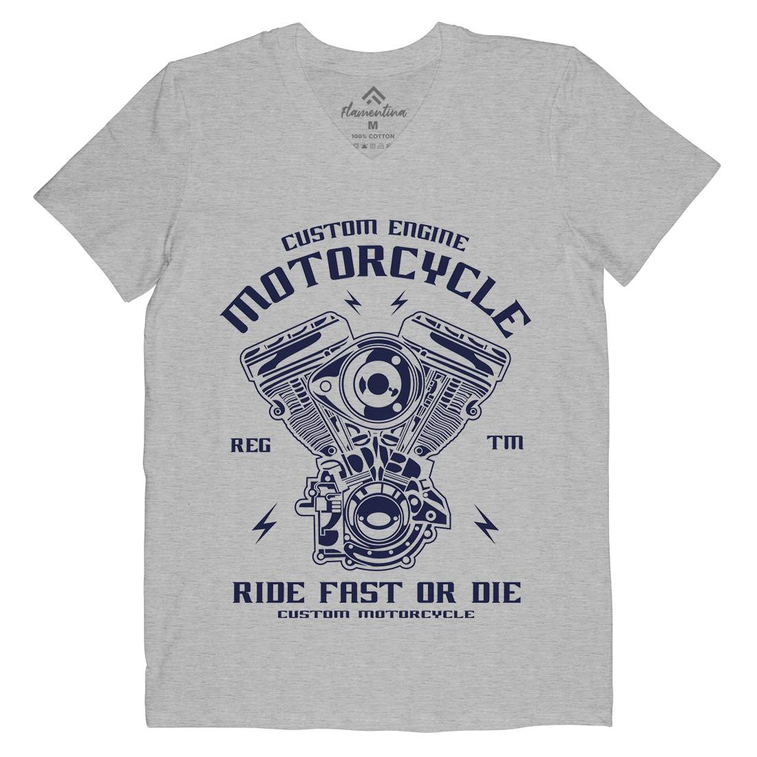 Custom Engine Mens V-Neck T-Shirt Motorcycles A040