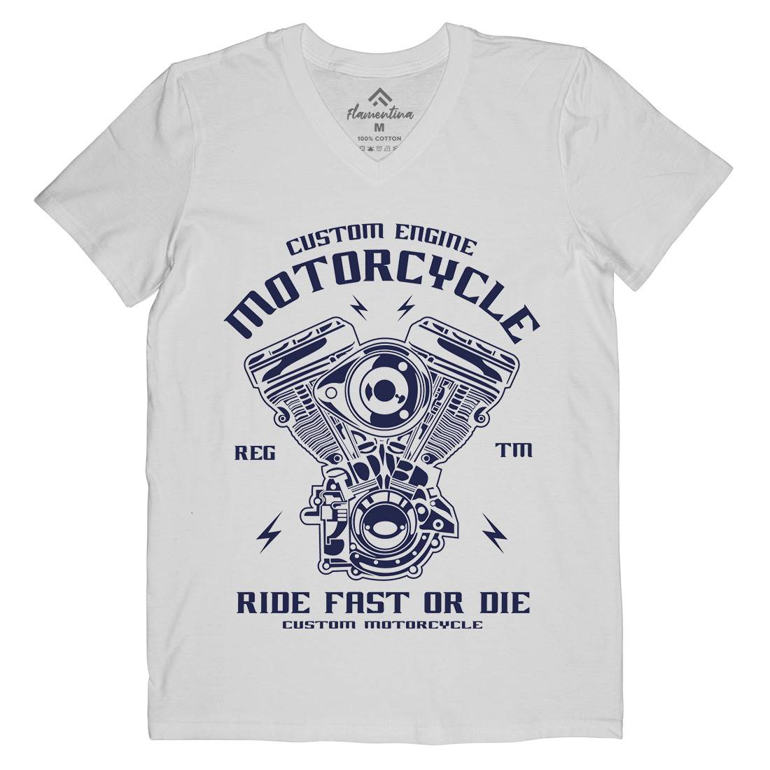 Custom Engine Mens Organic V-Neck T-Shirt Motorcycles A040