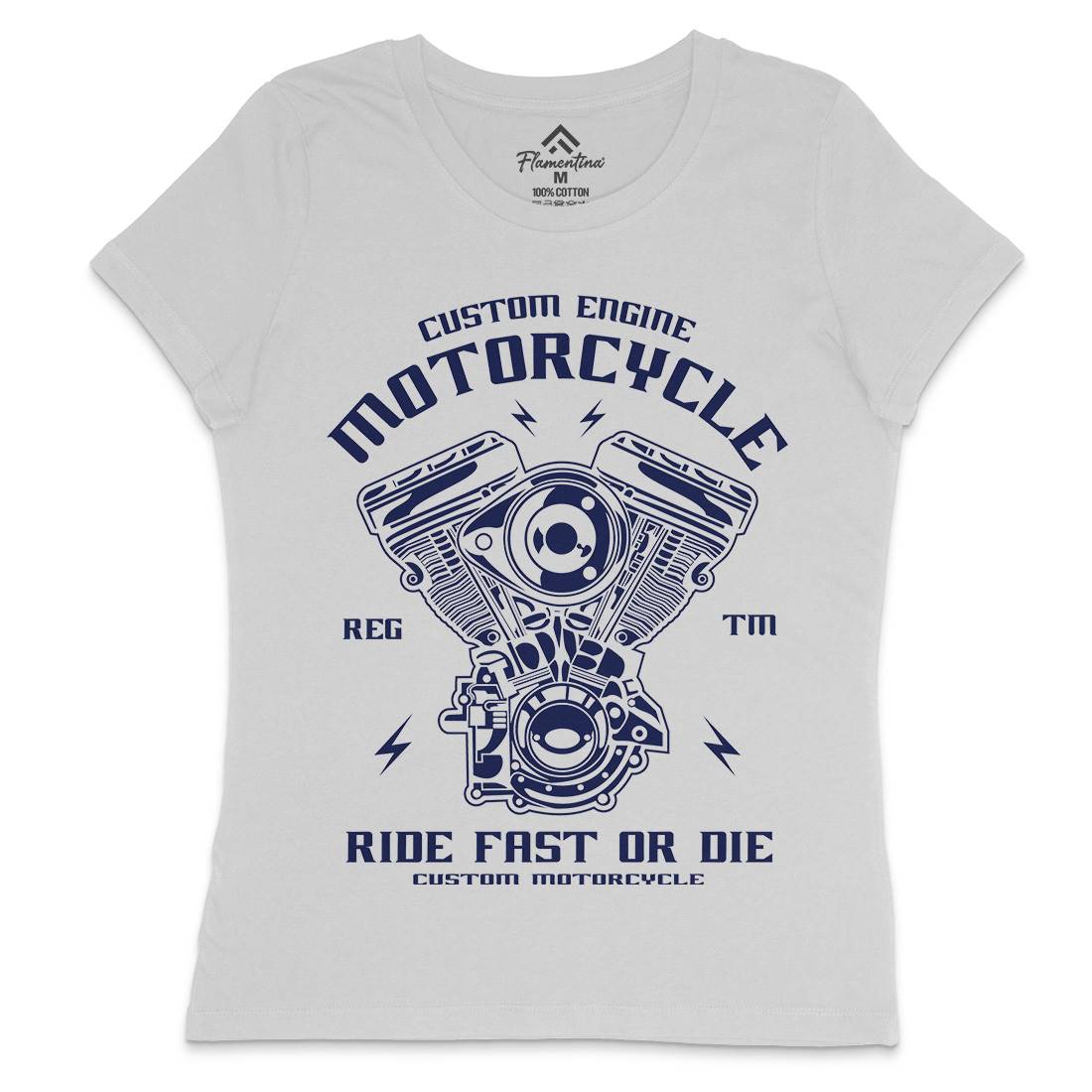 Custom Engine Womens Crew Neck T-Shirt Motorcycles A040