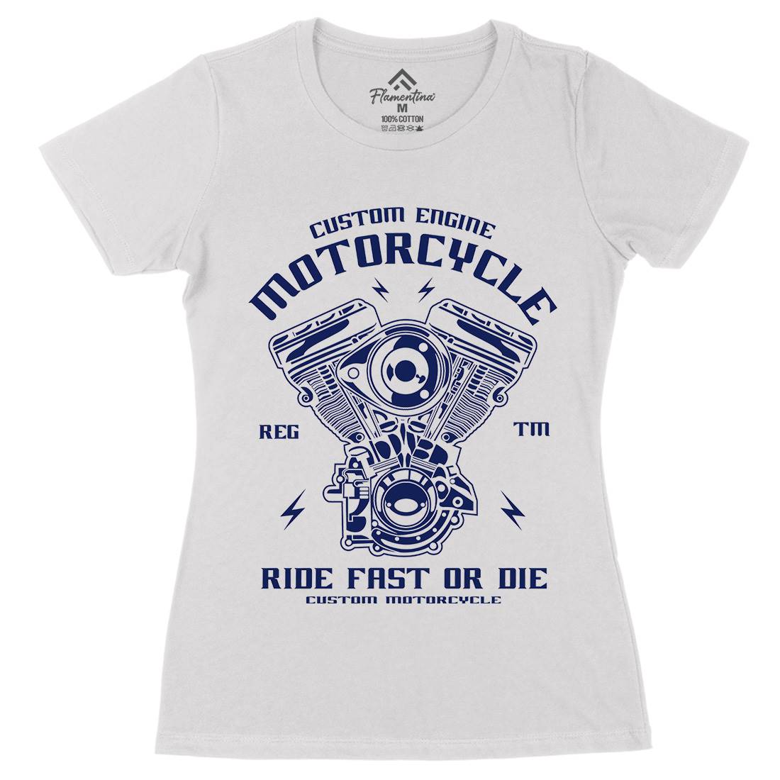 Custom Engine Womens Organic Crew Neck T-Shirt Motorcycles A040