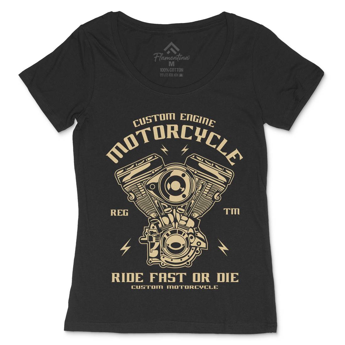 Custom Engine Womens Scoop Neck T-Shirt Motorcycles A040