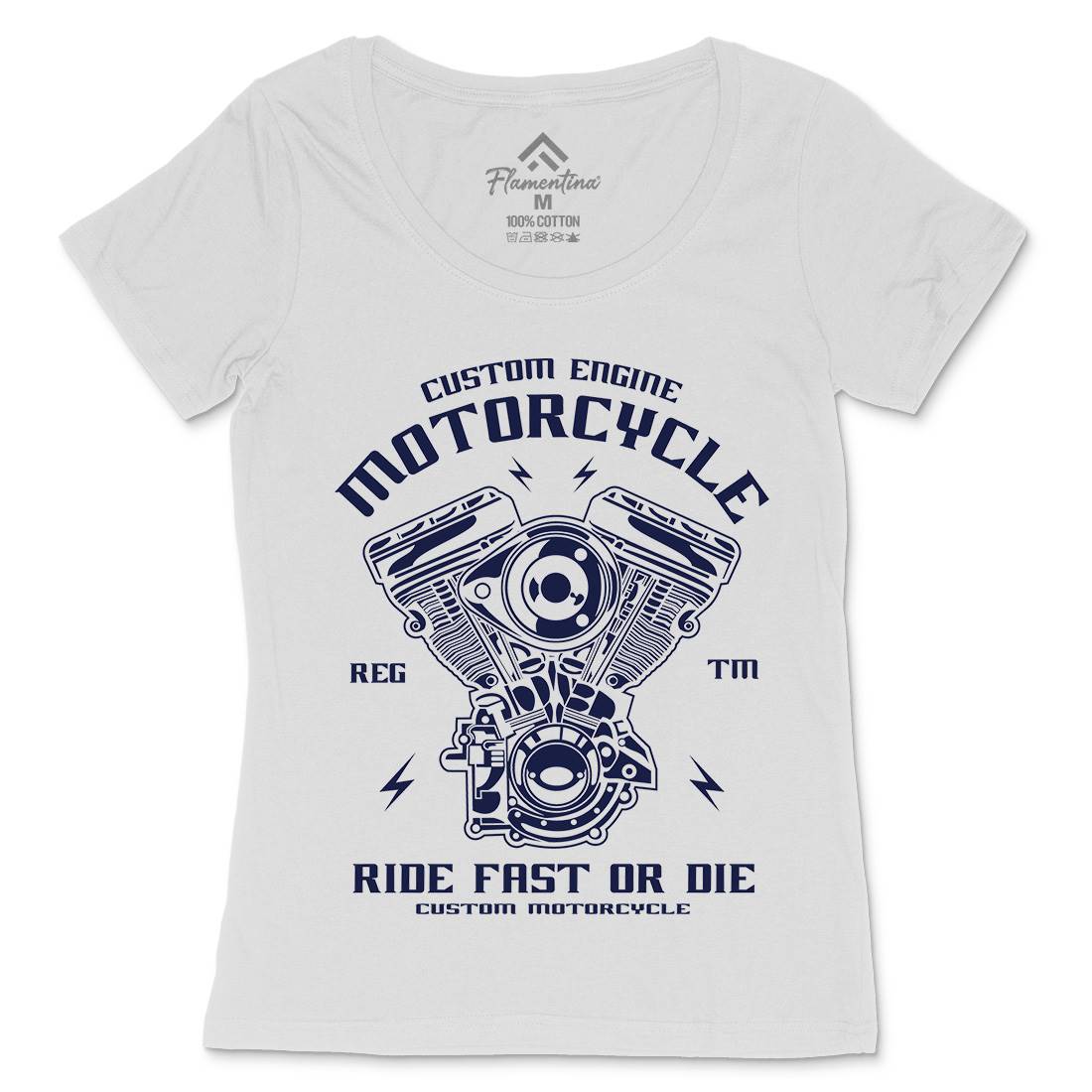 Custom Engine Womens Scoop Neck T-Shirt Motorcycles A040