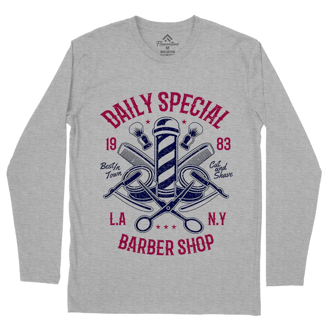 Daily Special Shop Mens Long Sleeve T-Shirt Barber A041