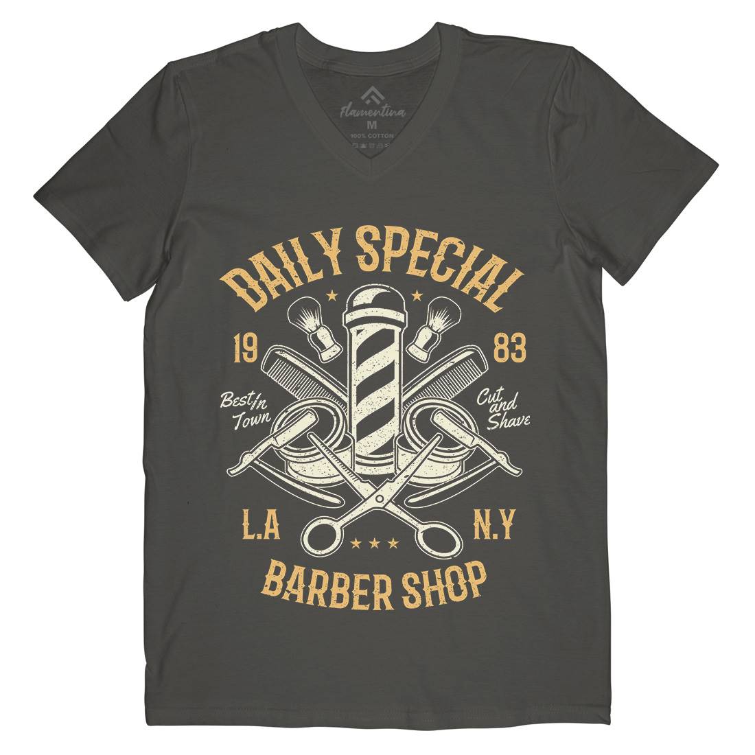 Daily Special Shop Mens V-Neck T-Shirt Barber A041