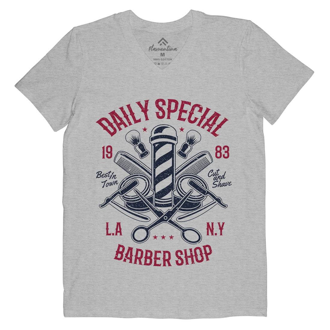 Daily Special Shop Mens V-Neck T-Shirt Barber A041