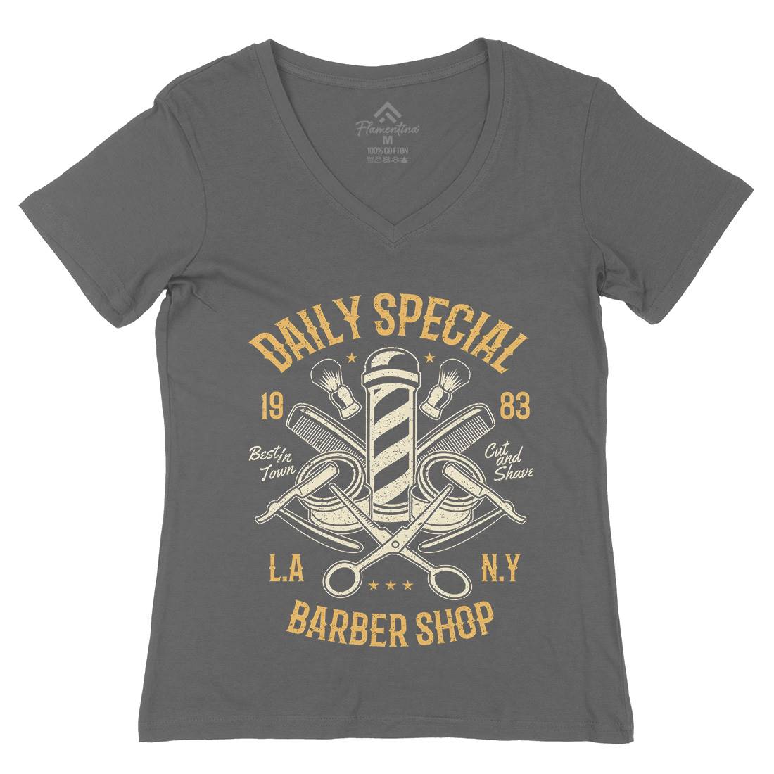 Daily Special Shop Womens Organic V-Neck T-Shirt Barber A041