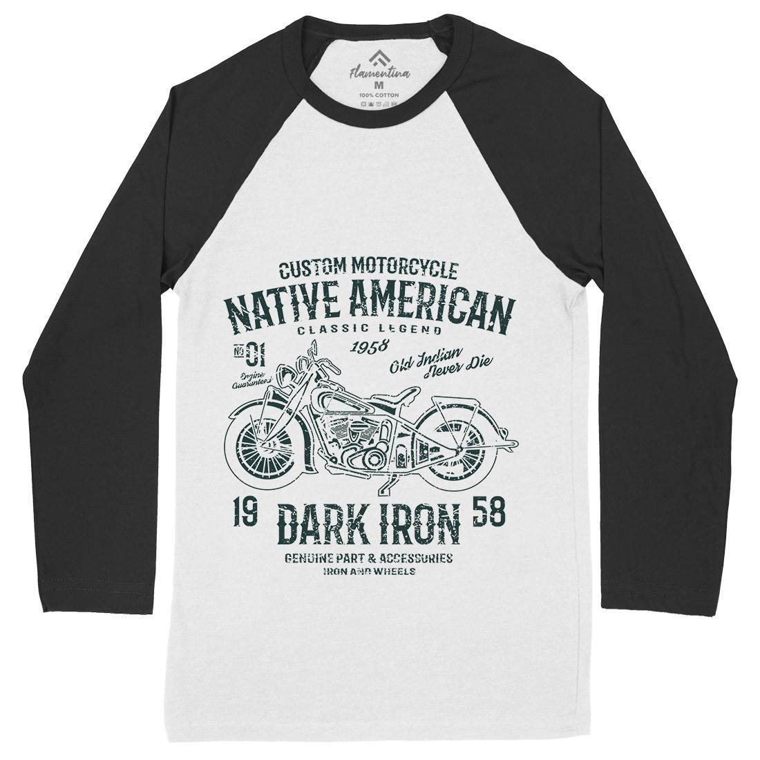 Dark Iron Mens Long Sleeve Baseball T-Shirt Motorcycles A042
