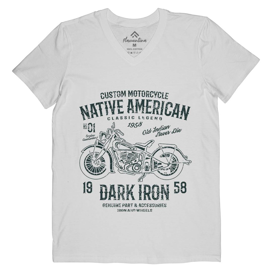 Dark Iron Mens Organic V-Neck T-Shirt Motorcycles A042