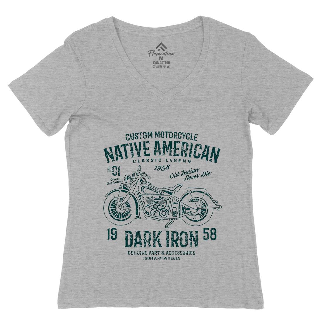 Dark Iron Womens Organic V-Neck T-Shirt Motorcycles A042