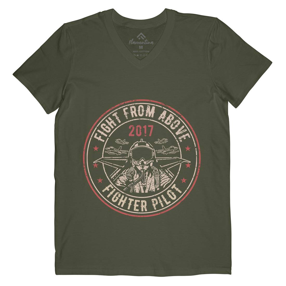 Death From Above Mens Organic V-Neck T-Shirt Army A043