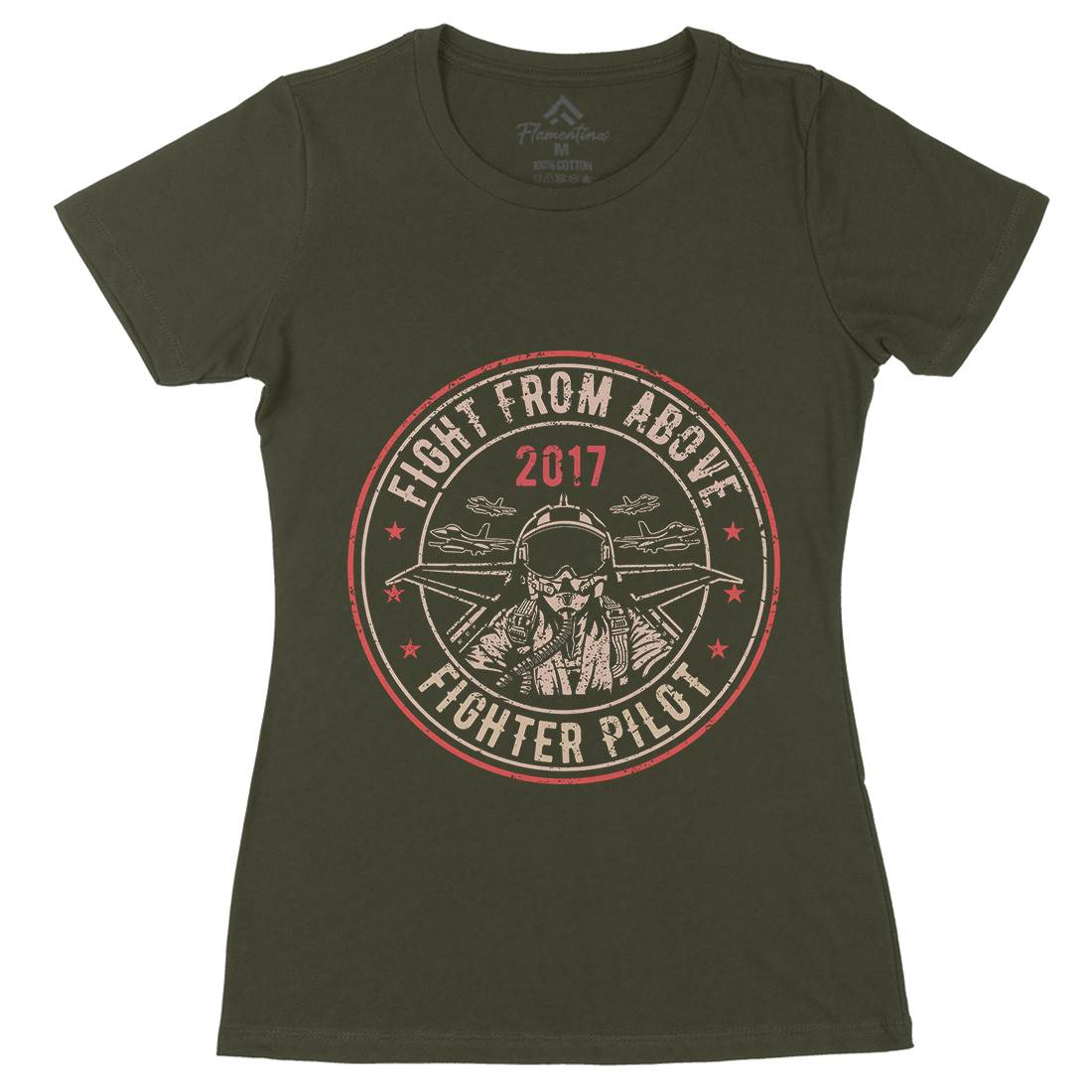 Death From Above Womens Organic Crew Neck T-Shirt Army A043