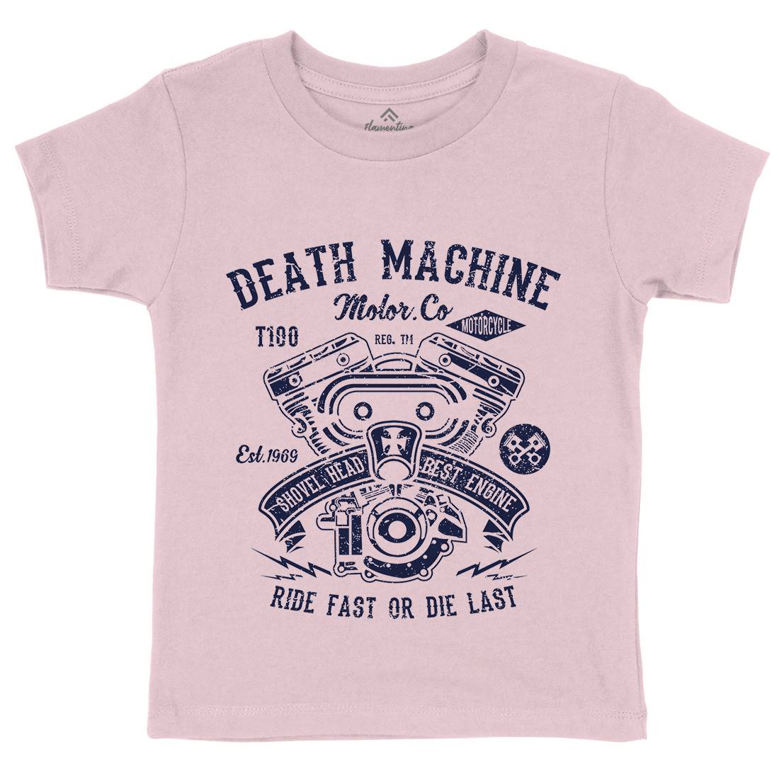 Death Machine Kids Crew Neck T-Shirt Motorcycles A044