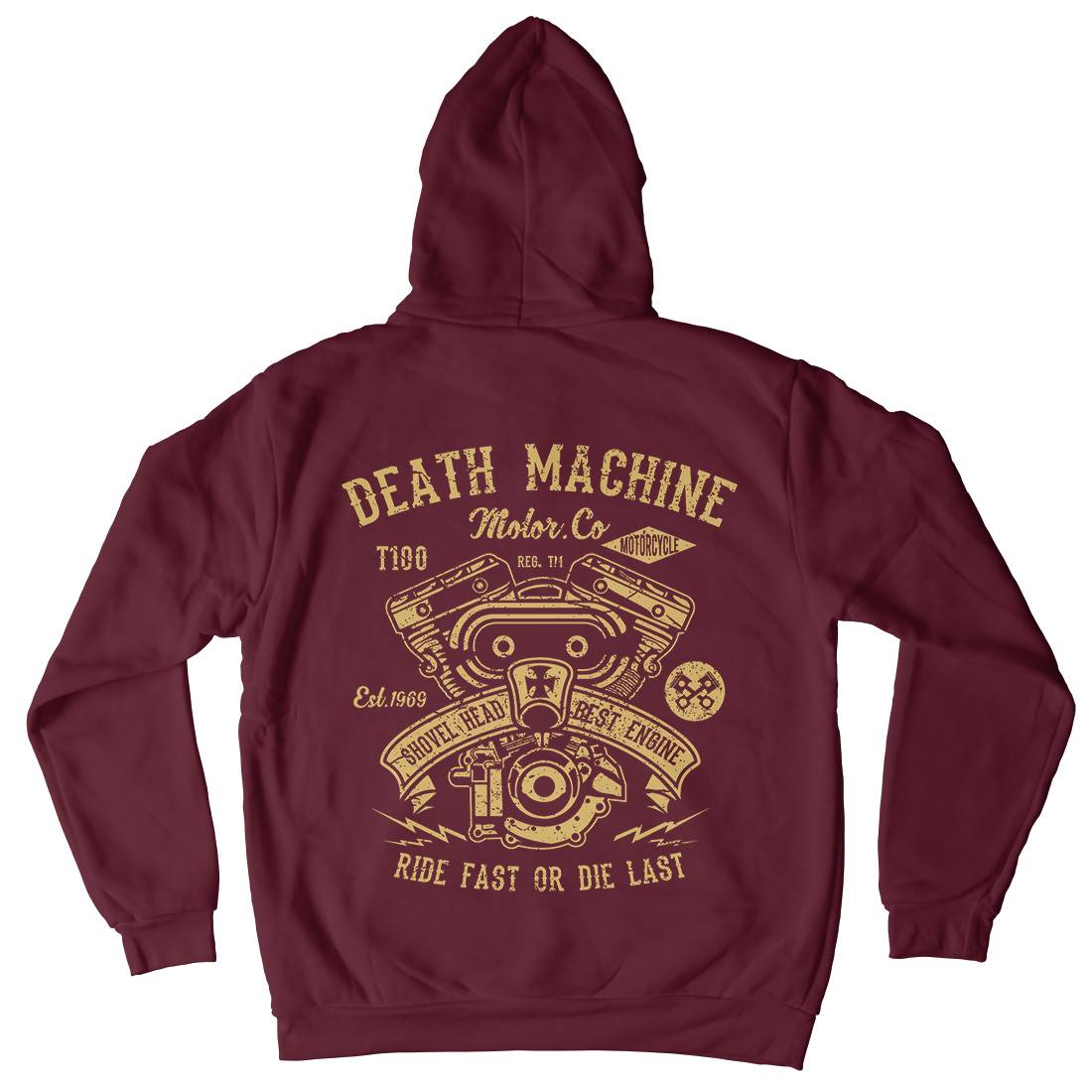 Death Machine Mens Hoodie With Pocket Motorcycles A044