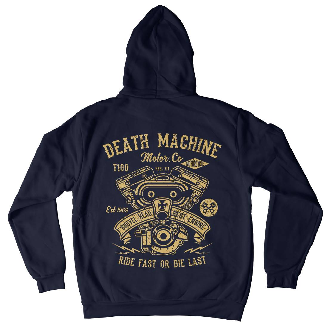 Death Machine Mens Hoodie With Pocket Motorcycles A044