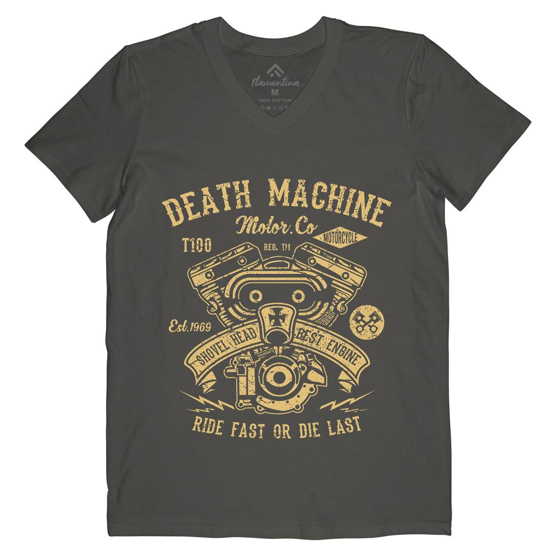 Death Machine Mens V-Neck T-Shirt Motorcycles A044