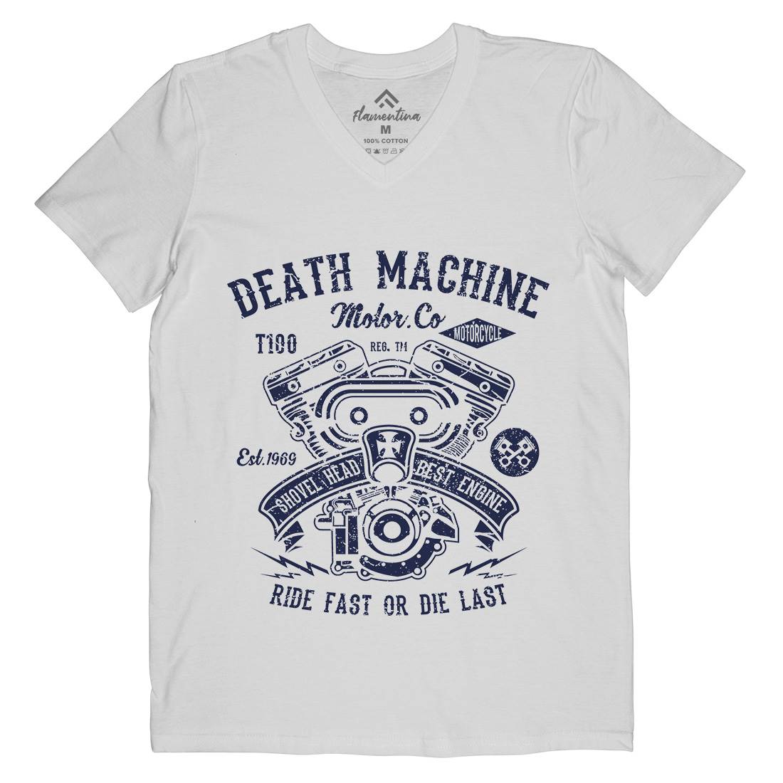 Death Machine Mens V-Neck T-Shirt Motorcycles A044