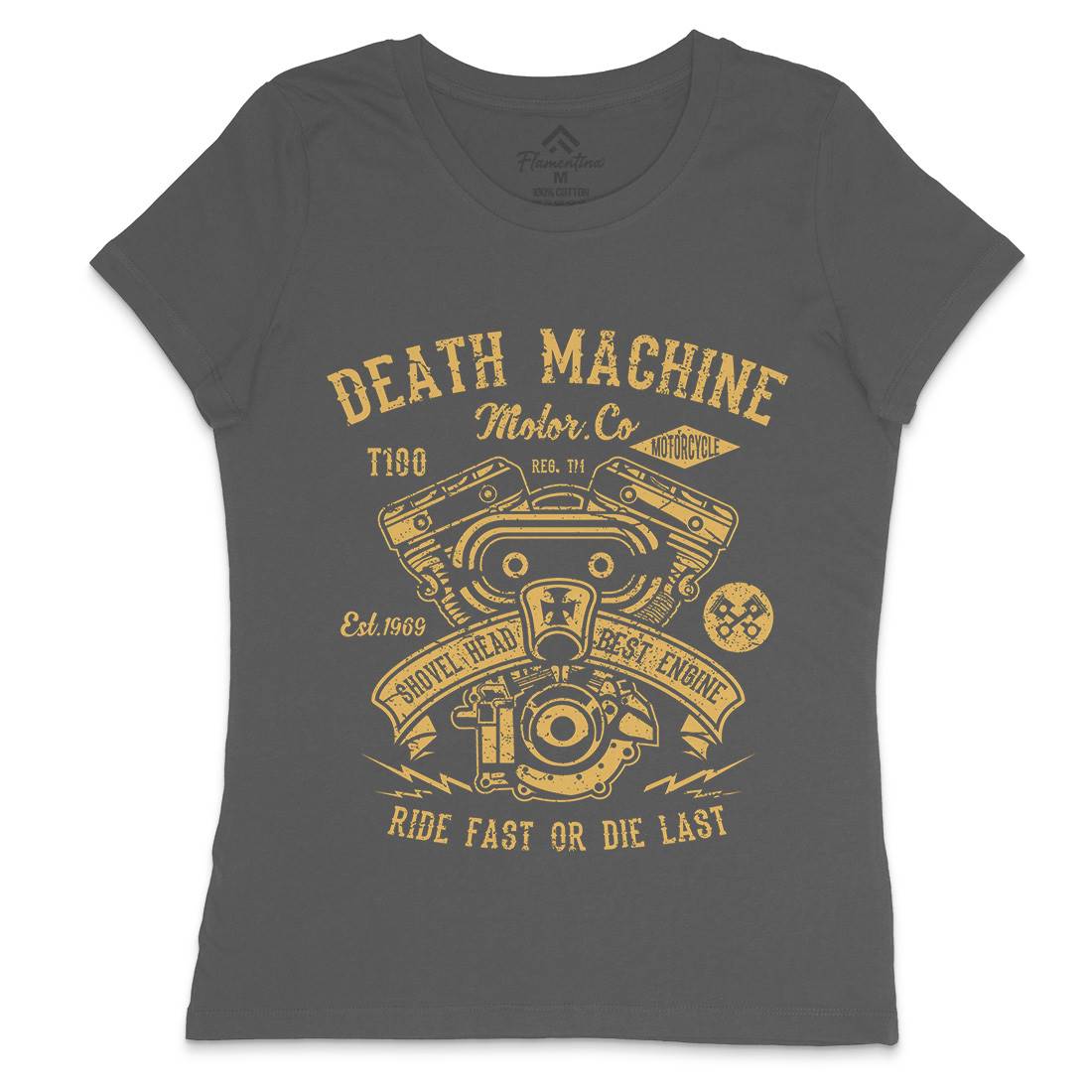 Death Machine Womens Crew Neck T-Shirt Motorcycles A044