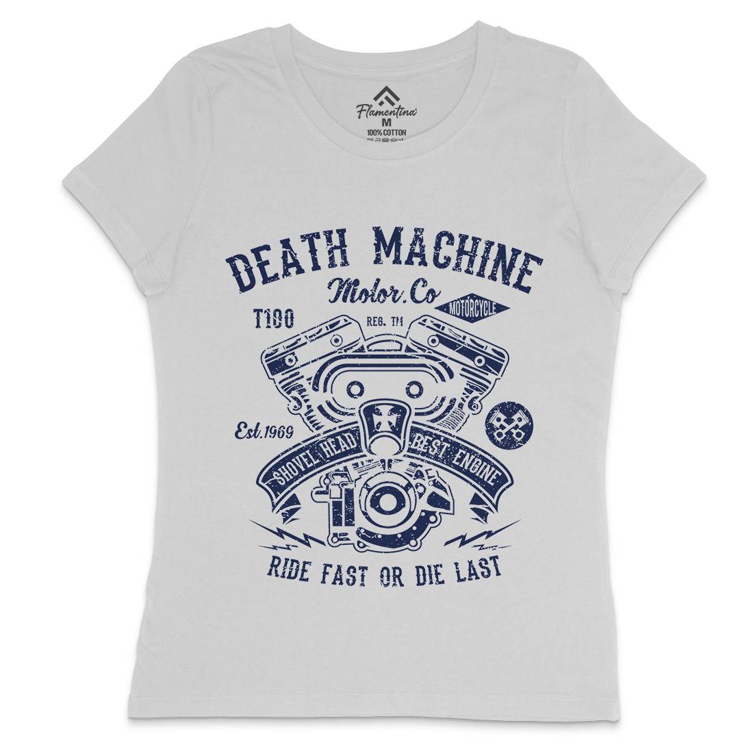 Death Machine Womens Crew Neck T-Shirt Motorcycles A044