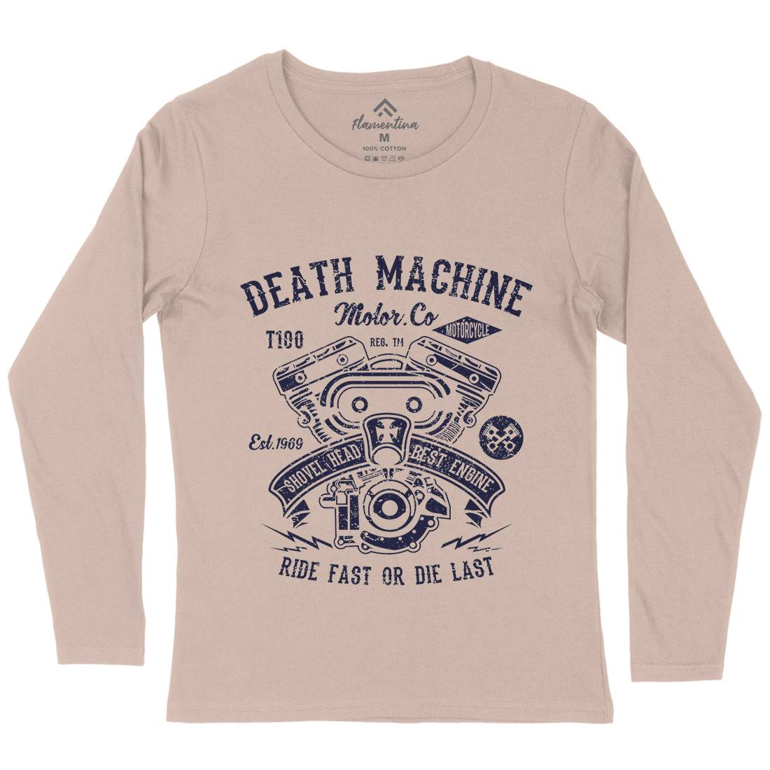 Death Machine Womens Long Sleeve T-Shirt Motorcycles A044