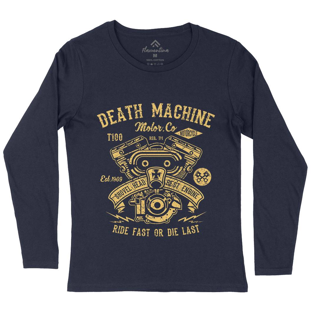 Death Machine Womens Long Sleeve T-Shirt Motorcycles A044