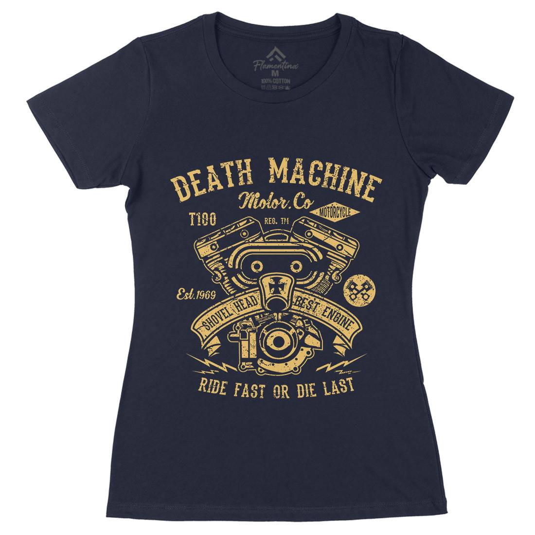 Death Machine Womens Organic Crew Neck T-Shirt Motorcycles A044