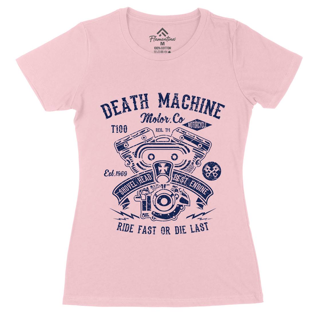 Death Machine Womens Organic Crew Neck T-Shirt Motorcycles A044