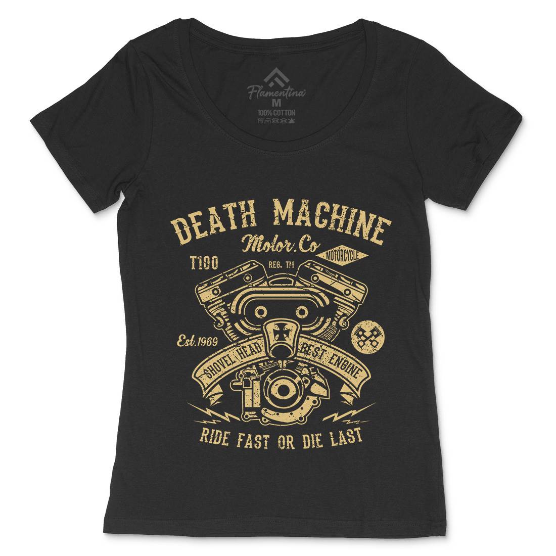 Death Machine Womens Scoop Neck T-Shirt Motorcycles A044