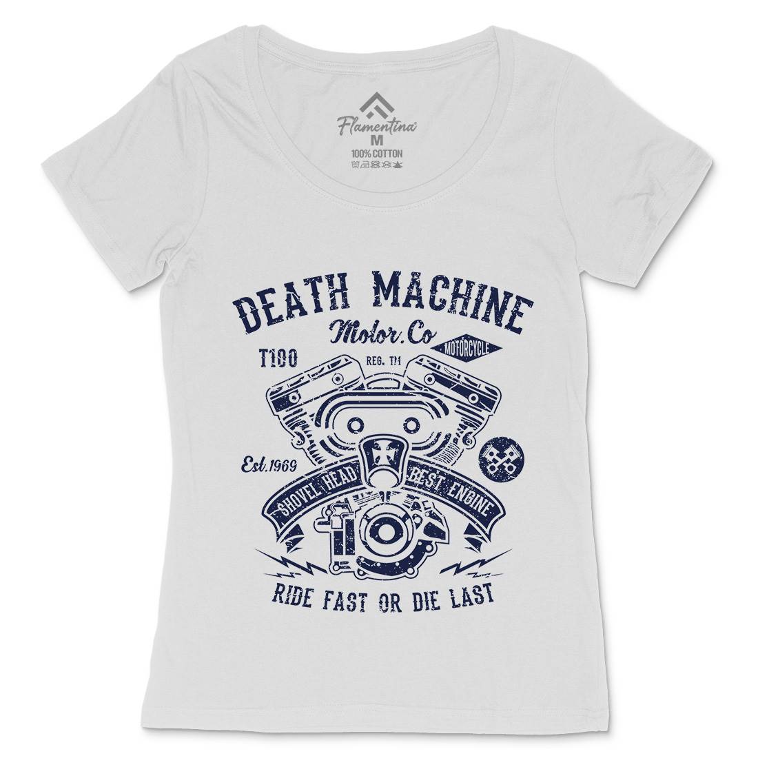Death Machine Womens Scoop Neck T-Shirt Motorcycles A044