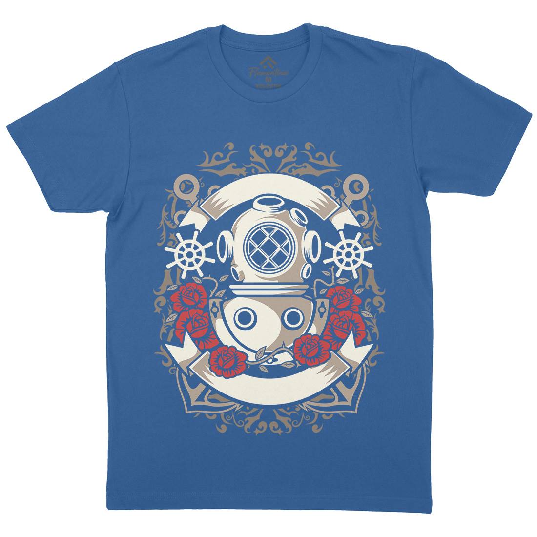 Diver Mens Organic Crew Neck T-Shirt Navy A045