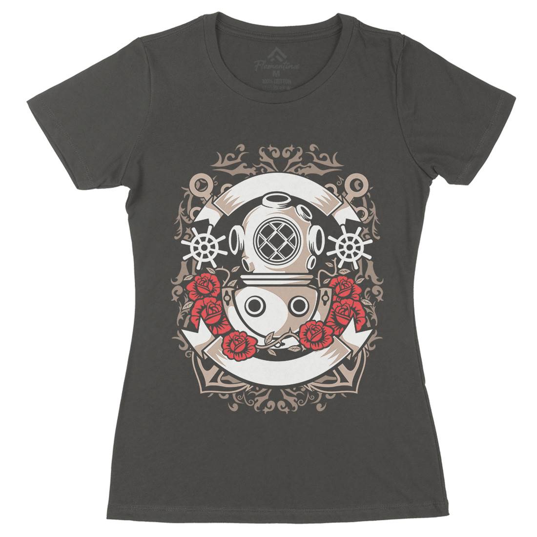 Diver Womens Organic Crew Neck T-Shirt Navy A045