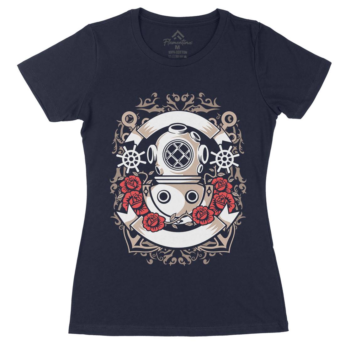 Diver Womens Organic Crew Neck T-Shirt Navy A045