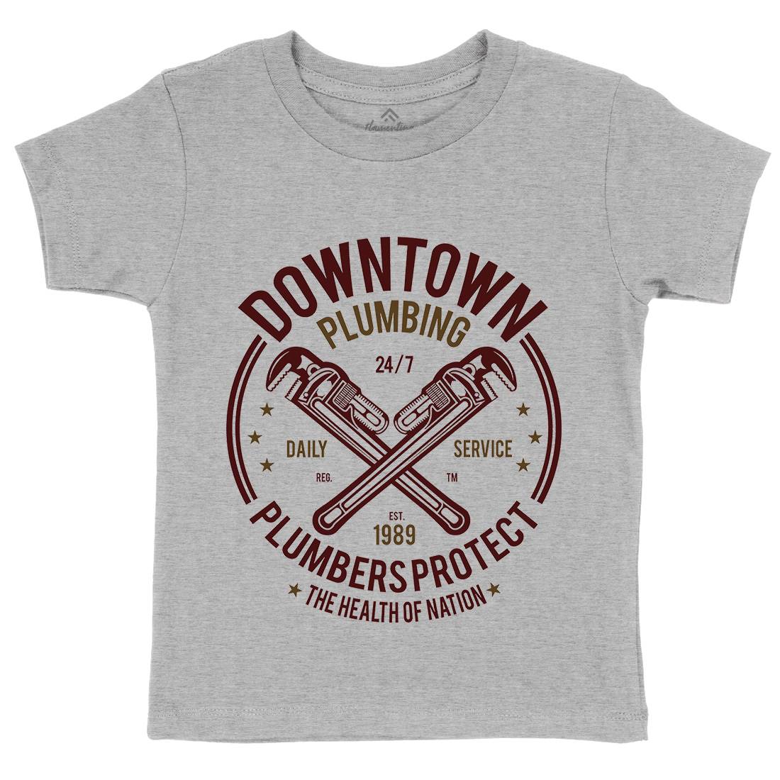 Downtown Plumbing Kids Crew Neck T-Shirt Work A046