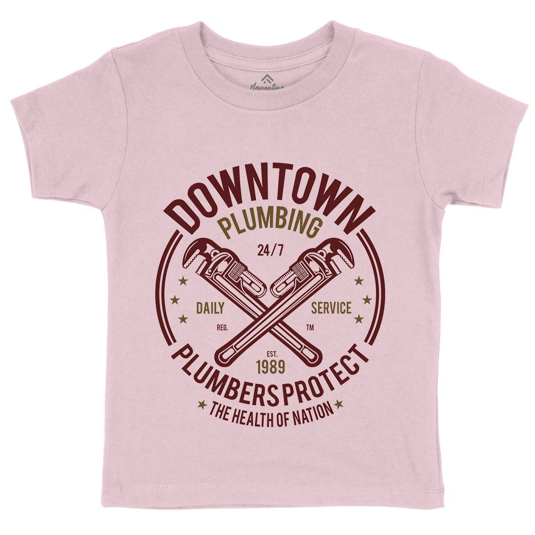 Downtown Plumbing Kids Crew Neck T-Shirt Work A046