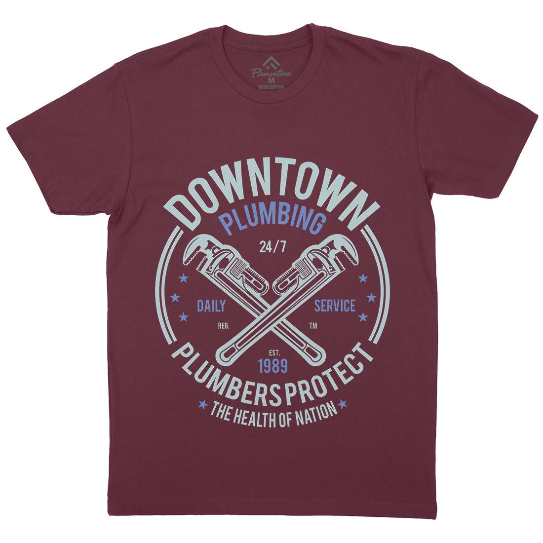 Downtown Plumbing Mens Crew Neck T-Shirt Work A046