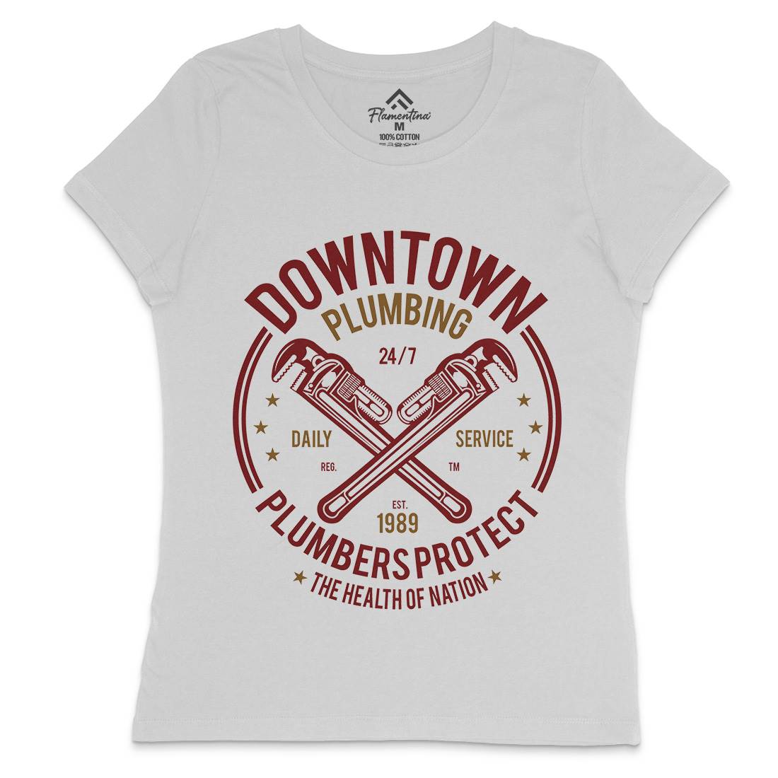 Downtown Plumbing Womens Crew Neck T-Shirt Work A046