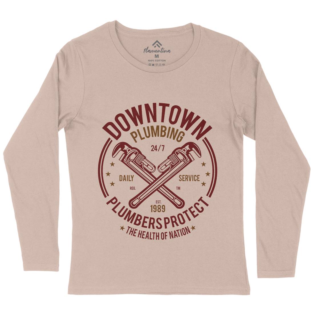 Downtown Plumbing Womens Long Sleeve T-Shirt Work A046