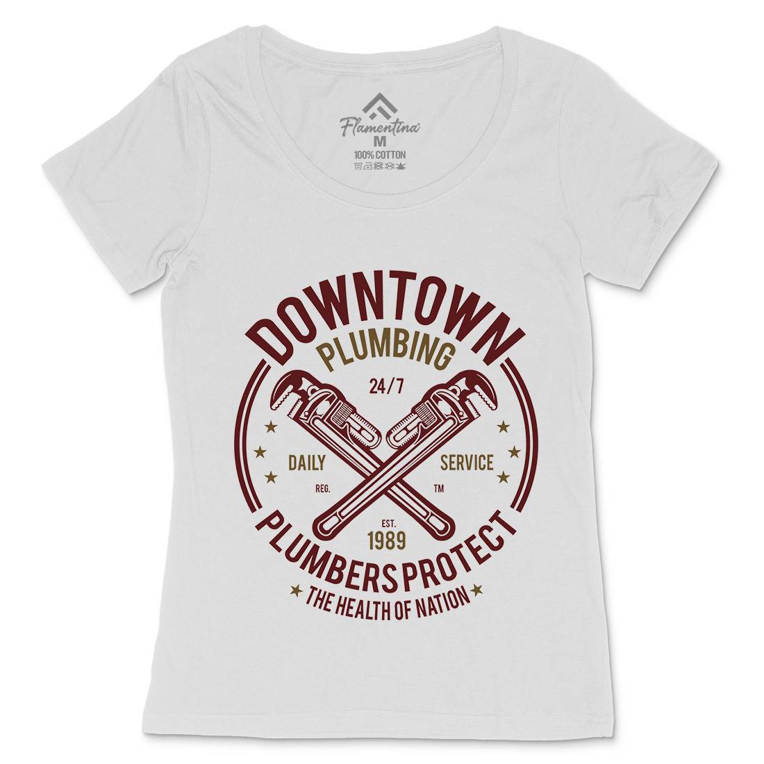 Downtown Plumbing Womens Scoop Neck T-Shirt Work A046