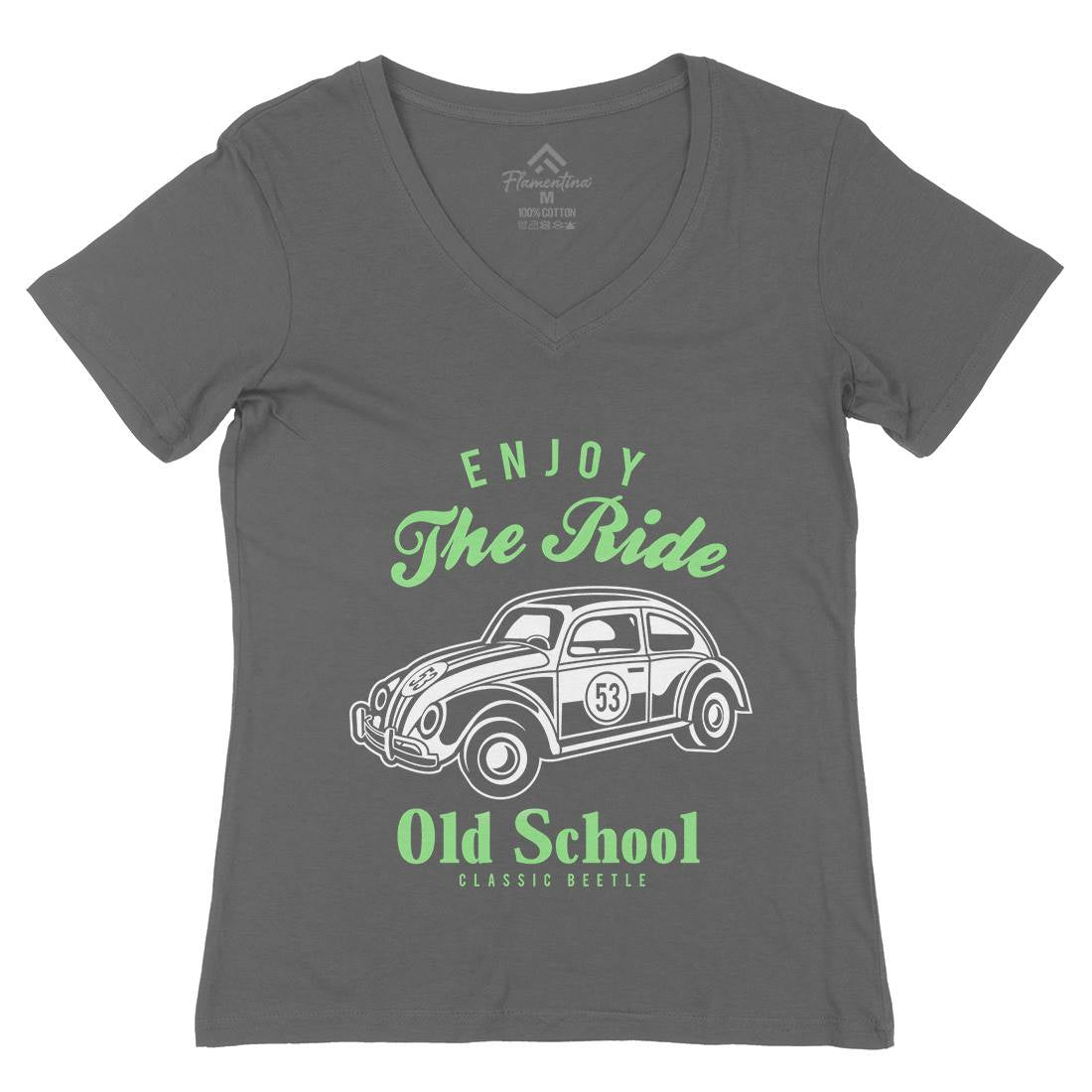 Enjoy The Ride Womens Organic V-Neck T-Shirt Cars A047