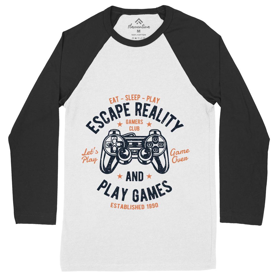 Escape Reality Mens Long Sleeve Baseball T-Shirt Geek A048