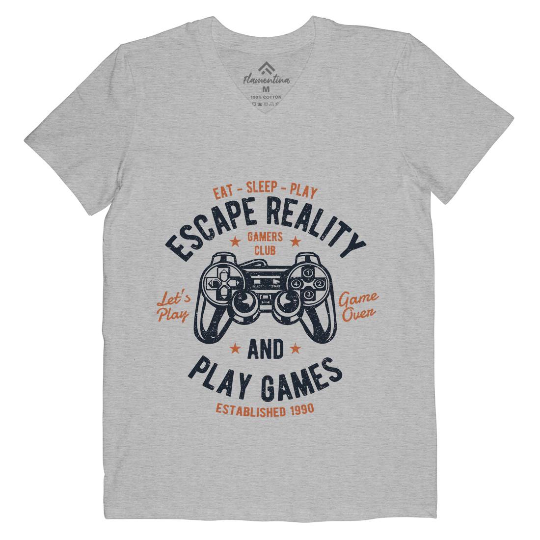 Escape Reality Mens Organic V-Neck T-Shirt Geek A048