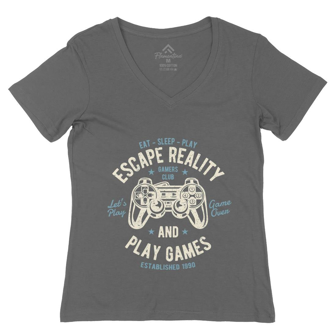 Escape Reality Womens Organic V-Neck T-Shirt Geek A048