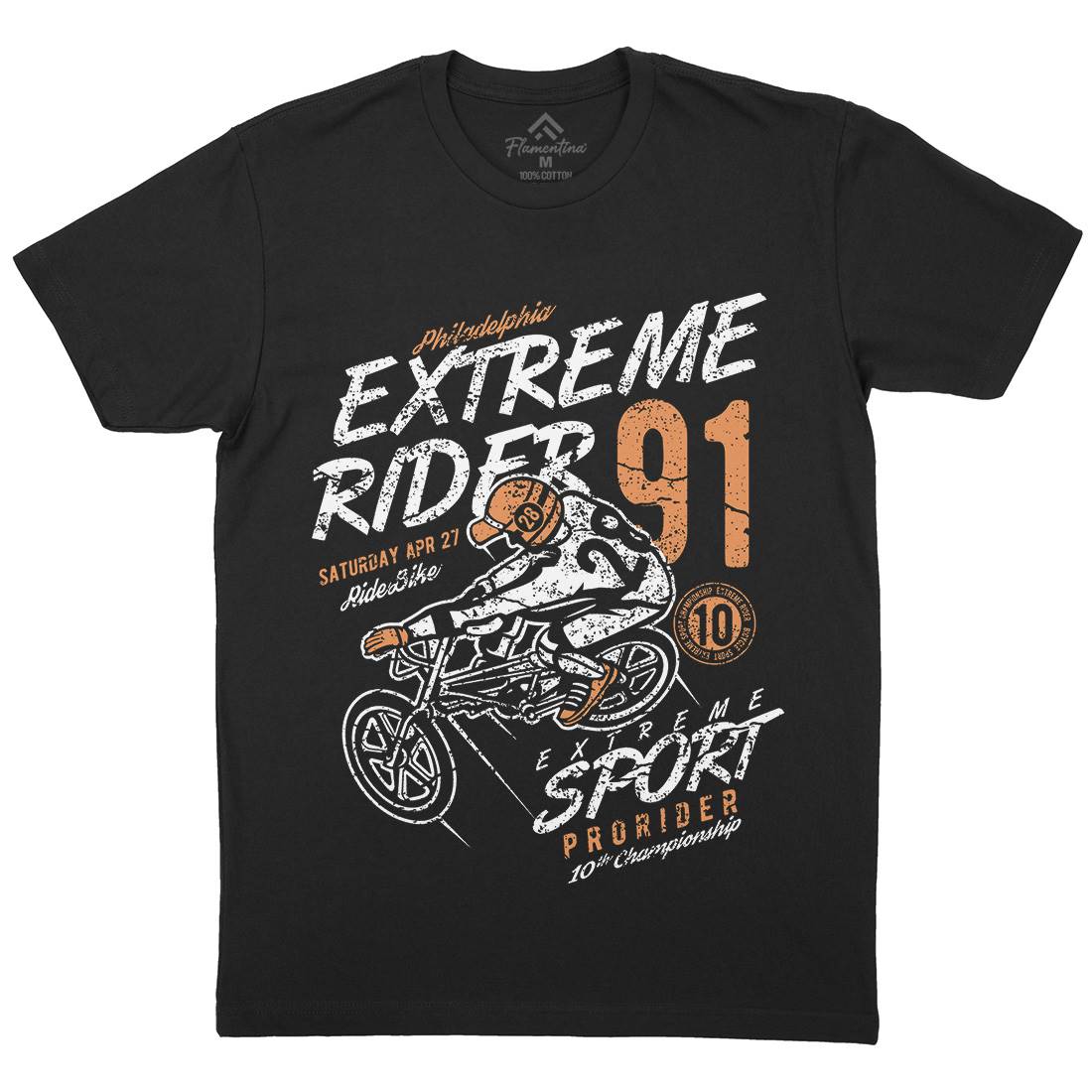 Extreme Rider Mens Organic Crew Neck T-Shirt Bikes A049
