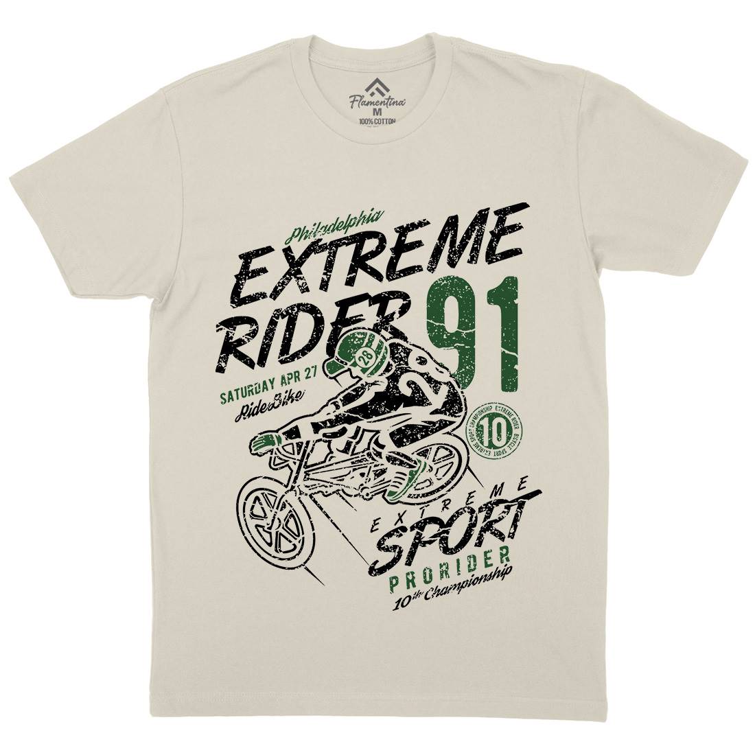 Extreme Rider Mens Organic Crew Neck T-Shirt Bikes A049